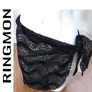 Ringmon Womens Size Medium Black Sarong Waist Cover Up